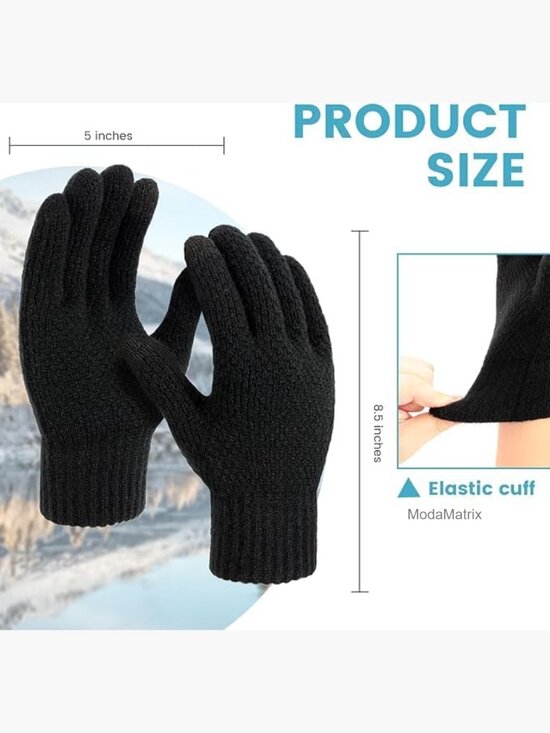 Winter Knit Beanie Hat, Neck Warmer Scarf, Gloves Set, 3 Pieces main image 5